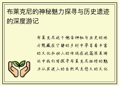 布莱克尼的神秘魅力探寻与历史遗迹的深度游记